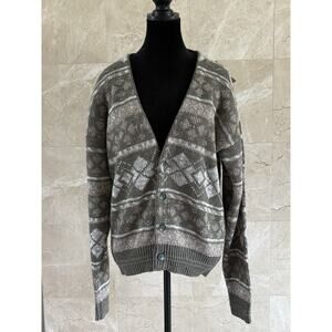 VTG 80s Jantzen Grandpa Cardigan - M Green Drop Shoulder Cottage Deadstock USA